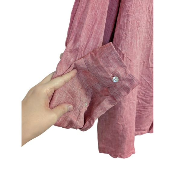 Murano Baird McNutt V Neck Button Front Shirt 100% Linen Brick Red XXL - Picture 6 of 8